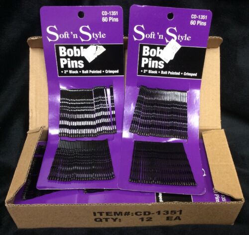 Lot Of 720 SOFT 'N STYLE Beauty Salon Spa 2" Black Bobby Hair Pins CD-1351 - Afbeelding 1 van 1