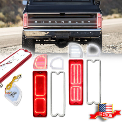 Set Red LED Tailight & Tail Backup Lights For 1967-1972 Chevy / GMC Pickup Truck