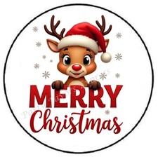 MERRY CHRISTMAS REINDEER ENVELOPE SEALS LABELS STICKERS PARTY FAVORS