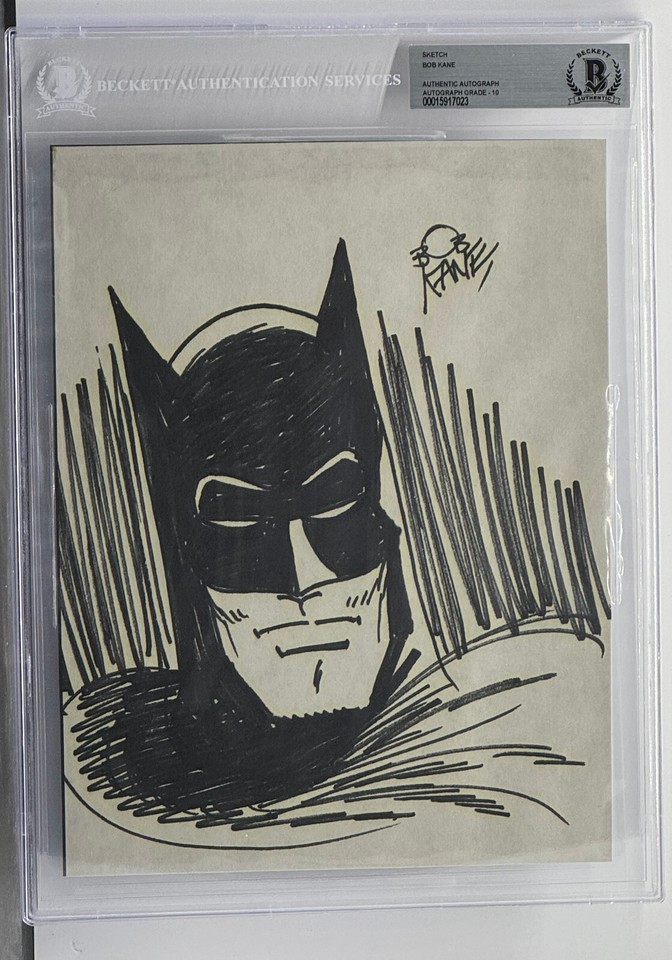Bob Kane  Batman  Dark Knight Creator Signed Original Sketch BAS Beckett 10 Rare Comic Art