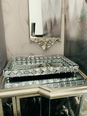 Rechteckiger Spiegel Diamant Schmuck Tablett Teller Schmuck Kerzenteller Tablett 30x20cm