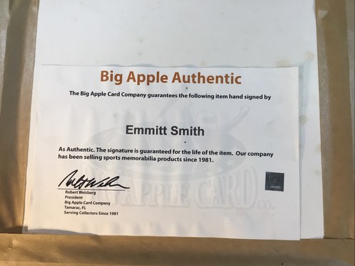 Emmitt Smith Autograph 8 x 10 Photo AUTO w/ COA Big Apple Authentic COWBOYS HOF - Picture 10 of 14