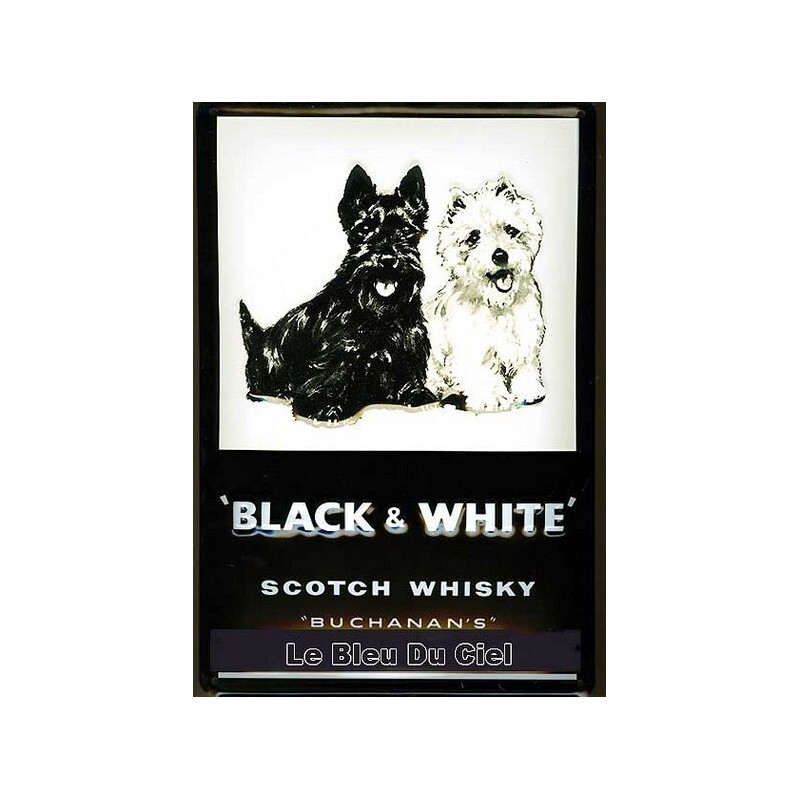 Plaque métal Black and White Scotch vintage bombée de 20x30 cm
