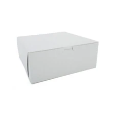 Durable White Bakery Boxes, 10x10x4", Lock,Corner, Moisture,Resistant, 100ct