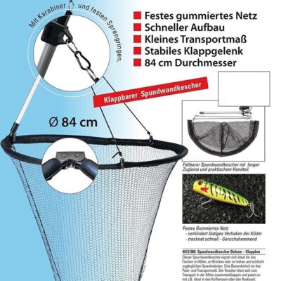 Jenzi Spundwandkescher Deluxe - Klappbar gummiertes Netz