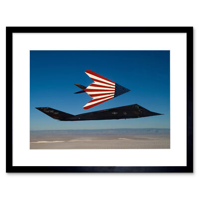 USAF F-117 Nighthawks amerikanische Flagge Stealth Attack Flugzeug gerahmter Kunstdruck 9X7