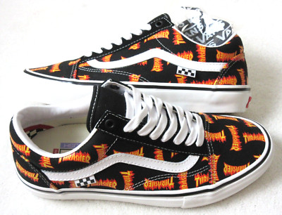 Vans x Thrasher Men's Skate Old Skool Black Multi Logo Canvas shoes Size 9 NIB