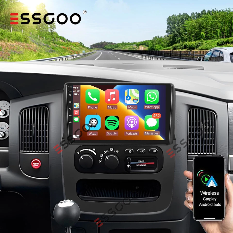 Radio GPS estéreo para auto Android 14.0 CarPlay para Dodge Ram 1500 2500 3500 2002-2005 Foto 2 de 4