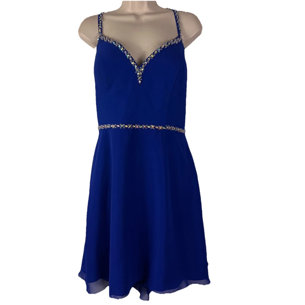 sachin and babi light blue dress Lovely Blue Beaded Homecoming Dresses Sheath/Column Hoco Dress Cocktai –  SELINADRESS main image 1