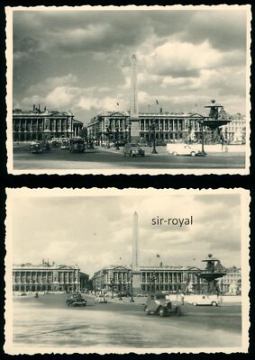 2x Paris 1950er - Place de la Concorde mit Autos - PKW KFZ Oldtimer - Foto 9x6cm