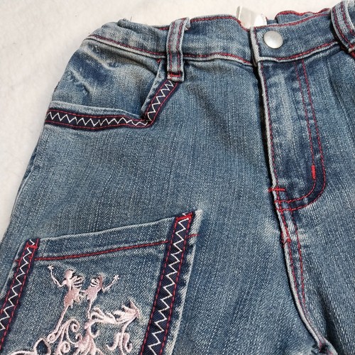 Girl No Or And Blue Jeans Sz 10 Embroidery Flared Leg Elastic Waist Zip Up - Picture 9 of 19