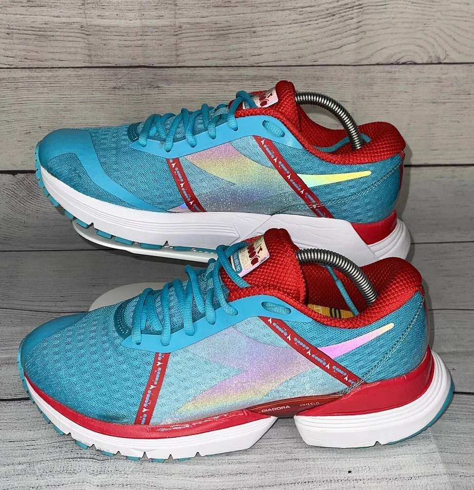 Diadora Women's Size 10.5 Blushield Mythos Elite Hip Running Shoes Blue Red - Image 3 of 4