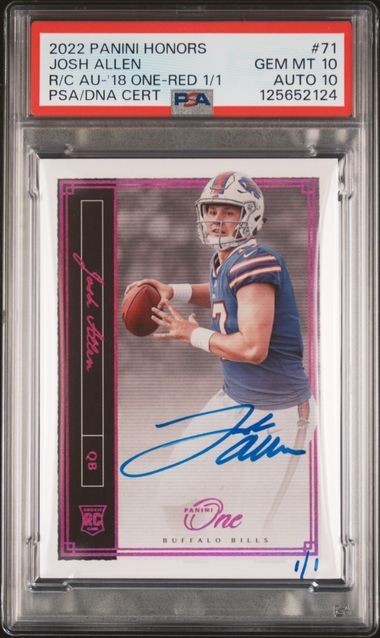 2018 Panini One / Honors - Josh Allen Rookie Auto 1/1 RC