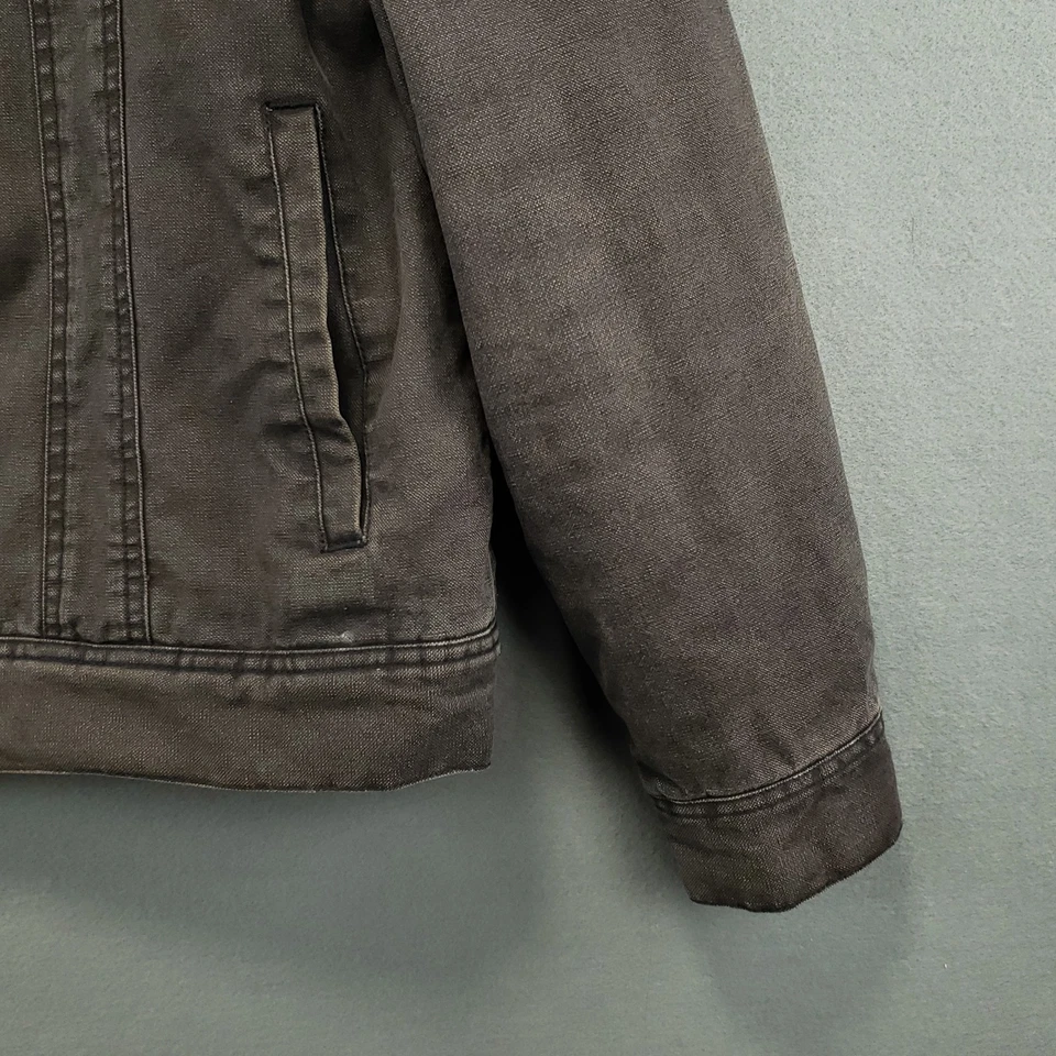 Faherty Trucker Jacket Mens Large Gray Collared Sherpa Lined Primaloft Snap Read - Image 4 of 4