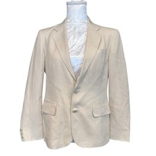 Vintage 90s Cream Raw Silk Blazer Two Button Notch Lapel Lined USA Size Medium