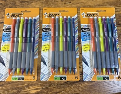 Refillable Mechanical Pencils Durable Eraser BIC #2, 0.7mm 3 Packs of 6