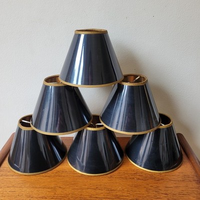 Schwarz & Gold Vintage kleiner Clip auf Kronleuchter Lampenschirme Toleware Stil X6 