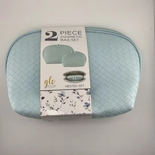 Glo Tech 2 Piece Cosmetic Bag Nested Set Blue Color MSRP $60