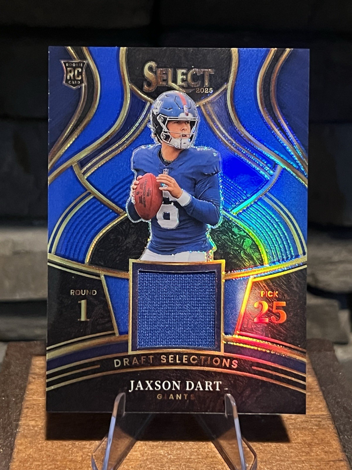 2025 Panini Select Jaxson Dart Draft Selections Blue Prizm RC Patch #DSM-JDT 