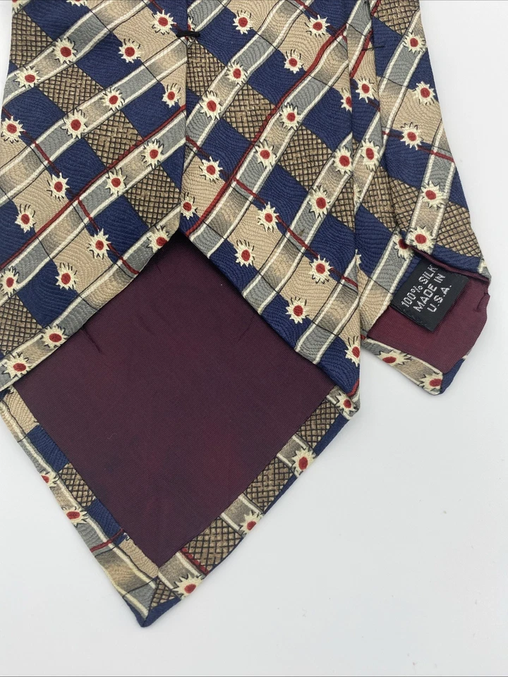 Structure Blue And Cream Silk Tie - Image 4 of 4