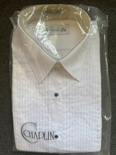 NWT  Vintage Chaplin Tuxedo Shirt Deadstock White M 34-35 Imported Fabric