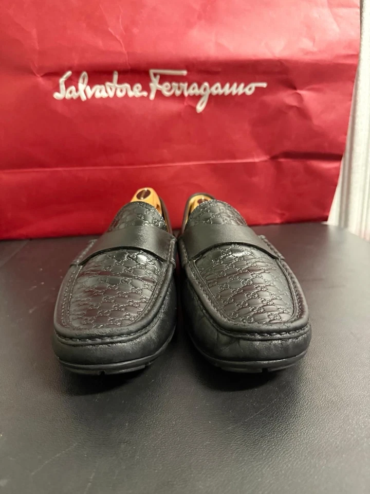 Gucci Men's shoes GG monogram black leather penny loafer drivers US 11 $1320 - Image 4 of 4