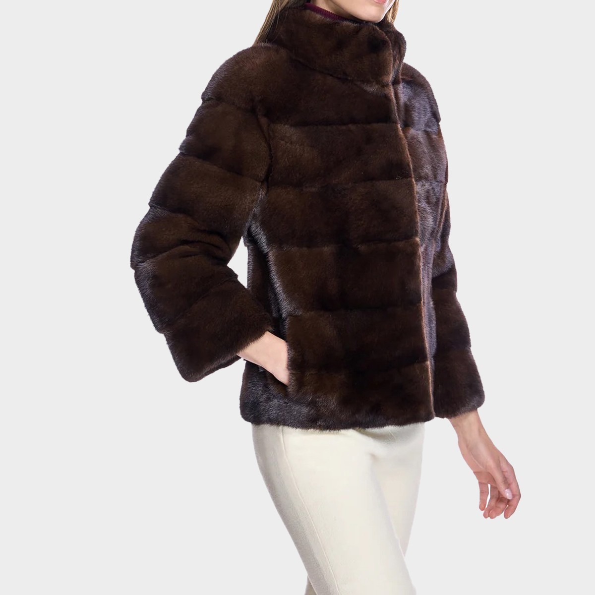 Women's Brown Mink Fur Jacket - Real Mink Fur - Luxury Winter Brown Coat New image 4