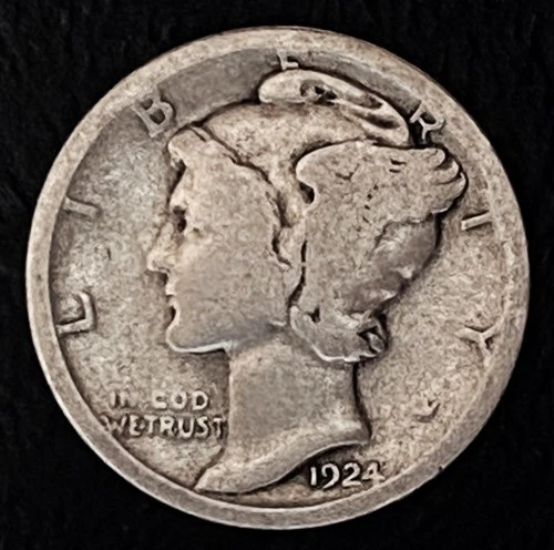 Photo of a 1924-P Mercury Dime from an eBay listing that sold on Jan 19, 2026