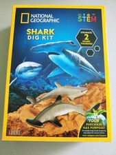 National Geographic Shark Tooth Dig Kit, Excavate 2 Shark Figures Ages 8 