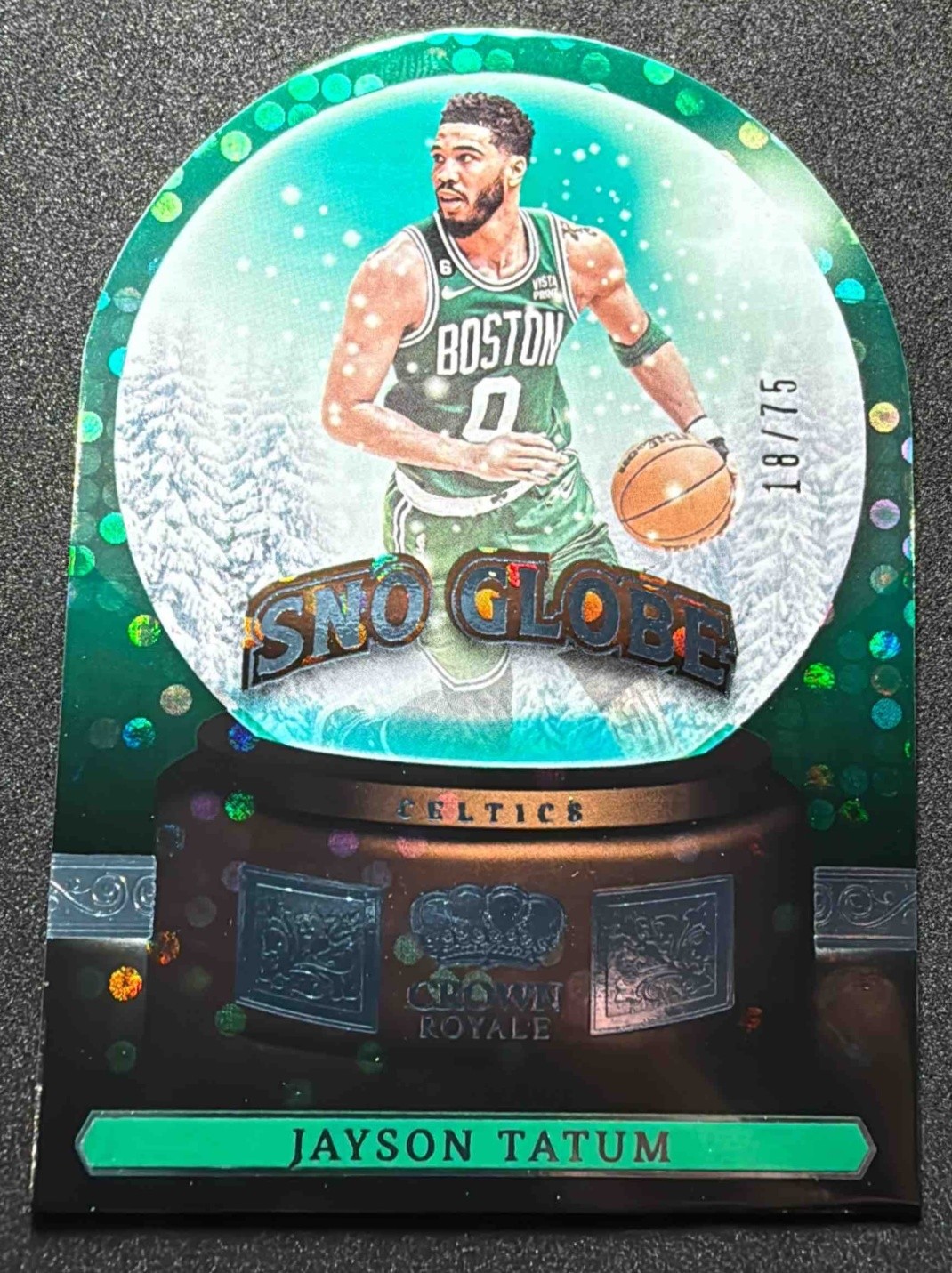 2023-24 Panini Crown Royale Jayson Tatum #10 Sno Globe Blue 18/75 Celtics 163