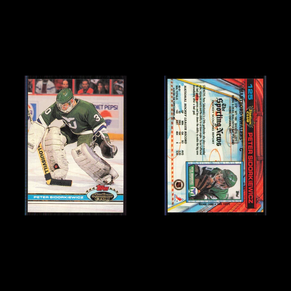 Peter Sidorkiewicz #125 1991 Topps Stadium Club Hartford Whalers Hockey Card NHL - Image 3 of 3