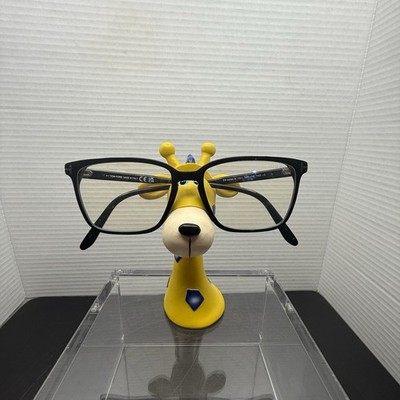 Whimsical Giraffe Eyeglass Holder Stand - Yellow & Blue Resin Glasses Display