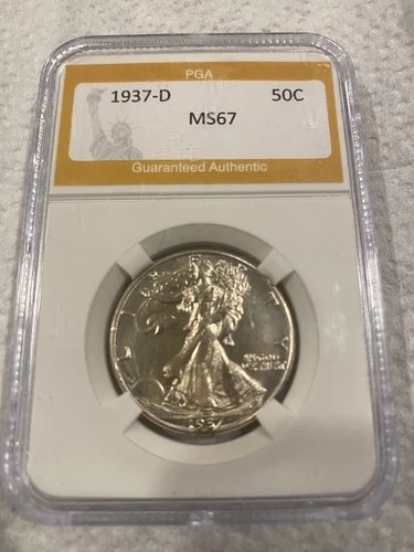 1937 D Walking Liberty Silver Half Dollar MS67