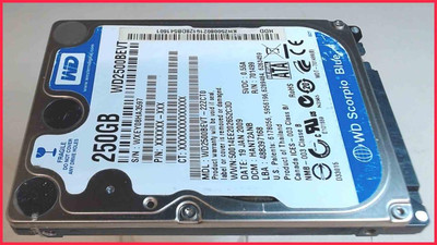 HDD Festplatte 2,5'' 250GB 5400RPM 8MB SATA WD2500BEVT Aspire 7530G ZY5 -5