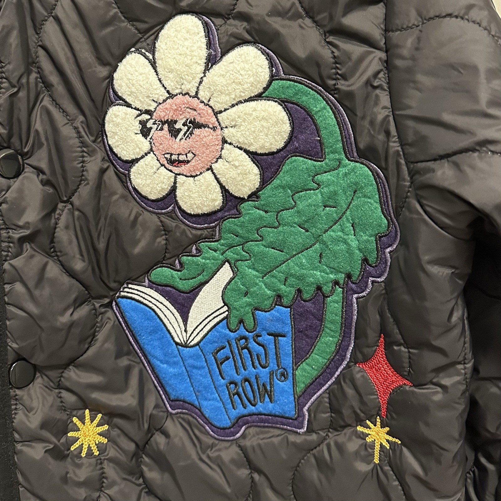 PRIMA FILA DENIM Sunshine Trapuntato Puff Jacket M Nero Patch Ricamato Unico