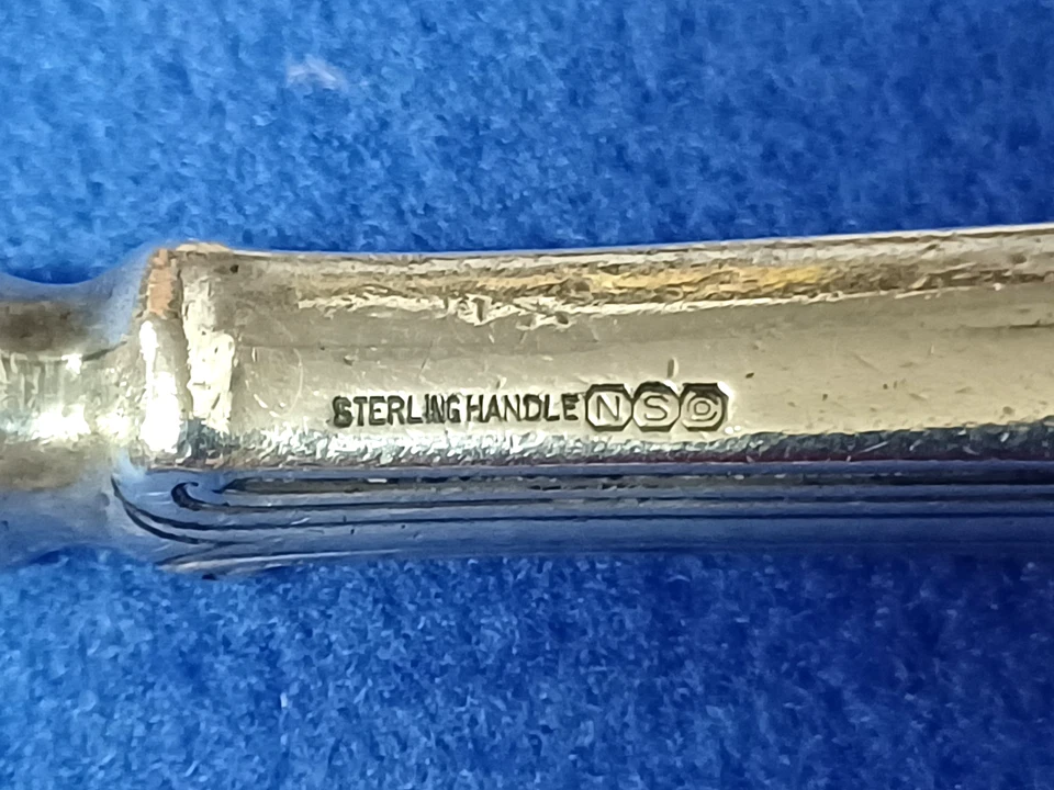 6 facas de jantar National Silver Co Princess Elizabeth alças de prata esterlina - Imagem 2 de 4