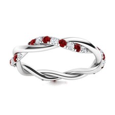 Natural Garnet 925 Silver Engagement Promise Eternity Statement Ring
