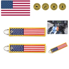 American Flag Keychain Tag with Key Ring & Carabiner 2-Pack Red White Blue Go...