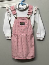 Vintage OshKosh B'gosh Pink Floral Overall Dress 3t