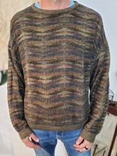 Vintage Serafini Sweater Mens Large Brown Pullover 3D Knit 90s Coogi Cosby