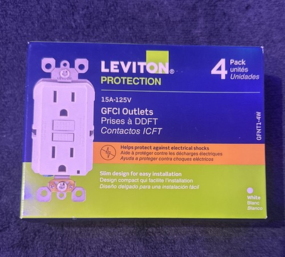 #ad Leviton GFNT2 4W GFCI Outlet 4 Pack 15amp Duplex Receptacle $27.88