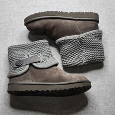 Botas UGG 9 Shaina para mujer gris gamuza tejido calcetín pantuflas 1012534
