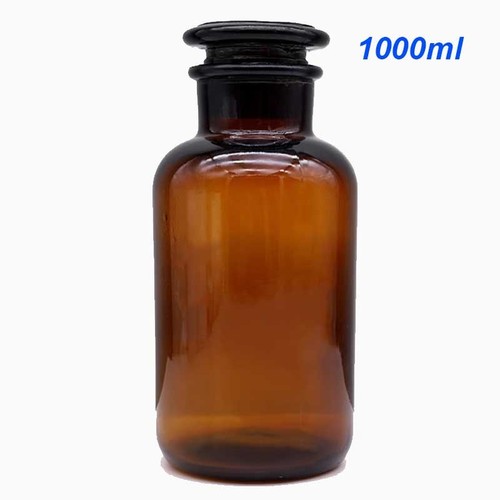 1000ml Amber Reagent Bottles Chemistry Container w/ Wide Opening Lab ...