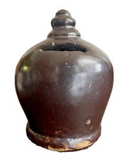 Antique Stoneware Bank Ceramic Late 1800s Ohio Midwestern Albany Glaze