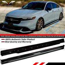 For 23-25 Honda Accord Yofer Black Add On Side Skirt Extension - Urban Gray Trim