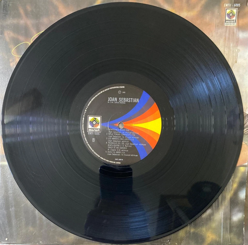 JOAN SEBASTIAN - SAME LP ( VINYL & COVER / VG+++) ORIG. 1984 / INC. - 25 ROSAS - Image 4 of 4