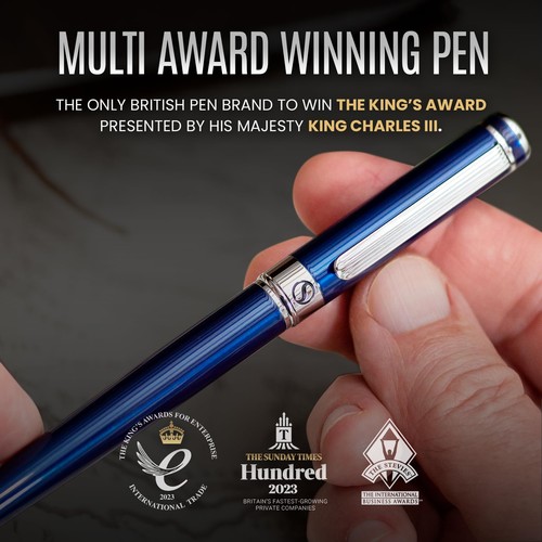 Scriveiner Midnight Blue Tintenroller - Atemberaubender Blaulack Luxus Stift, C... - Bild 8 von 9