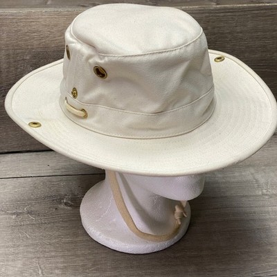 Tilley Hat T3 Wanderer Unisex 7 1/8 Cream Cotton Duck Canvas Sun Bucket Hat