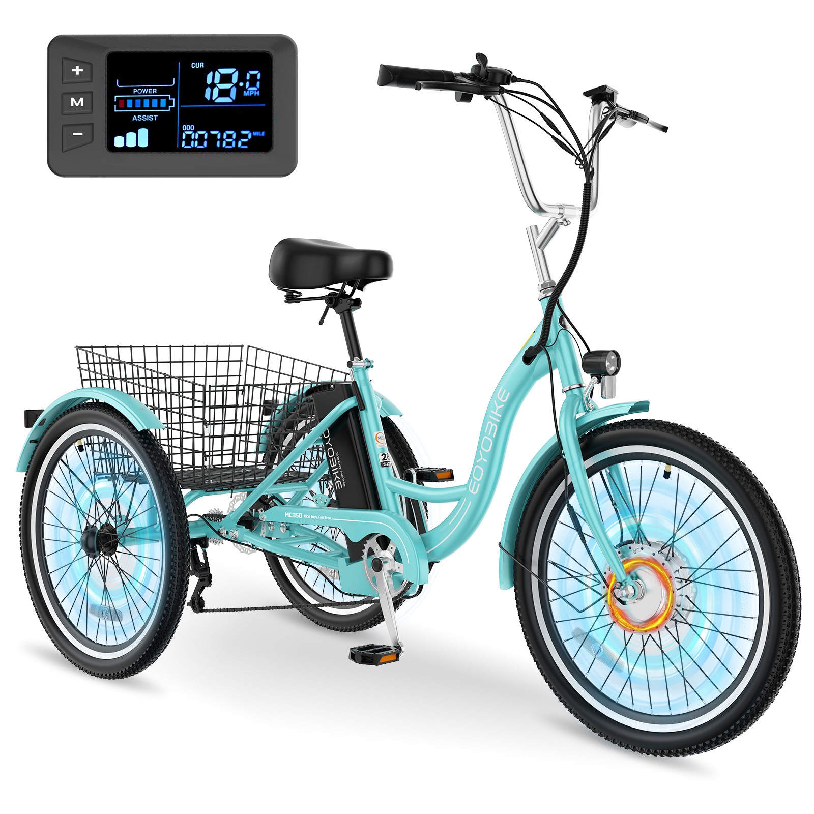 MOONCOOL Electric Tricycle for Adults, 350W 36V Electric Tri