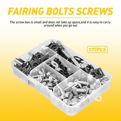 177pcs Motorcycle Complete Bolt Fairing Screws Kit Silver Fit Kawasaki Yamaha